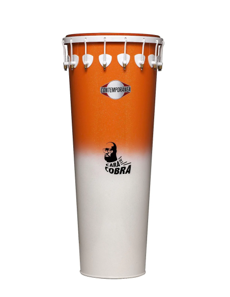 Timbal 14" pouces - Hauteur 90cm - 16 tirants - Aluminium - Cara de Cobra  - Blanc et Orange - C-TIM08