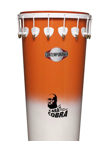 Timbal 14" pouces - Hauteur 90cm - 16 tirants - Aluminium - Cara de Cobra  - Blanc et Orange - C-TIM08