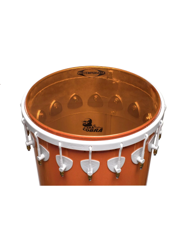 Timbal 14" pouces - Hauteur 90cm - 16 tirants - Aluminium - Cara de Cobra  - Blanc et Orange - C-TIM08