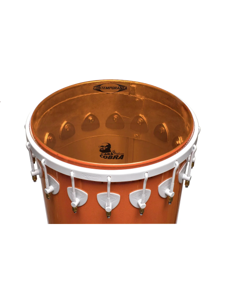 Timbal 14" pouces - Hauteur 90cm - 16 tirants - Aluminium - Cara de Cobra  - Blanc et Orange - C-TIM08