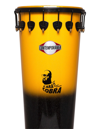 Timbal 14" pouces - Hauteur 90cm - 16 tirants - Aluminium - Cara de Cobra  - Noir et Jaune - C-TIM09