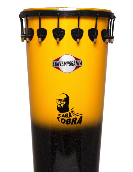 Timbal 14" pouces - Hauteur 90cm - 16 tirants - Aluminium - Cara de Cobra  - Noir et Jaune - C-TIM09