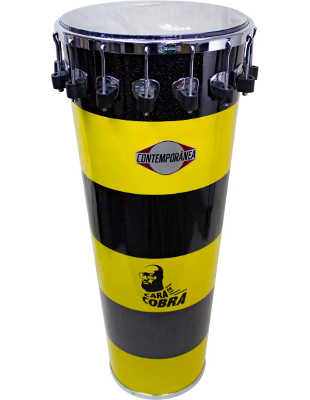 Timbal 14" pouces - Hauteur 90cm - 16 tirants - Bois - Cara de Cobra - Noir et Jaune - C-TIM22